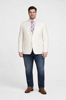 Men's Classic Fit 2 Button White Solid Linen Sport Coat Blazer - Image 6