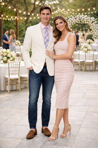 Men's Classic Fit 2 Button White Solid Linen Sport Coat Blazer