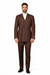 Men's Classic Fit Double Breasted Pinstripe 6 Button Peak Lapel Brown Suit