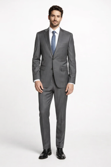 Mens Mantoni Gray Suit – Classic 2 Piece Grey Suit for Wedding, Business and Formal Wear
