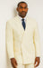 Mens Classic Poplin Double Breasted Suit in Ivory