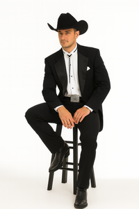 Mens Classic Western Cowboy Tail Tuxedo in Black - Image 6