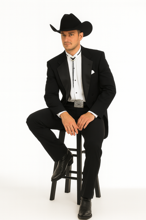 Mens Classic Western Cowboy Tail Tuxedo in Black