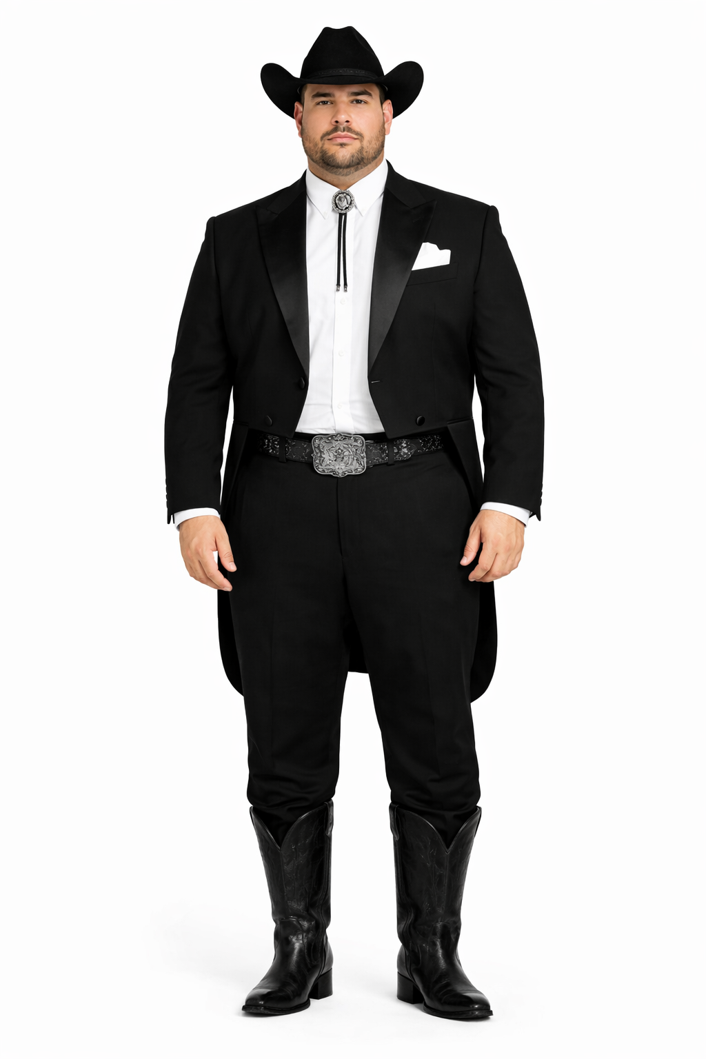 Mens Classic Western Cowboy Tail Tuxedo in Black