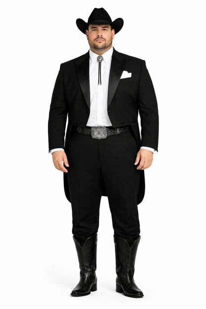 Mens Classic Western Cowboy Tail Tuxedo in Black