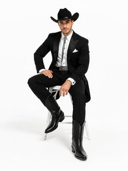 Mens Classic Western Cowboy Tail Tuxedo in Black