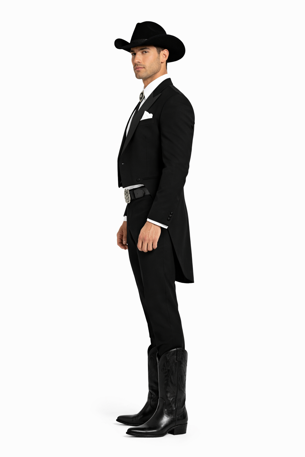 Mens Classic Western Cowboy Tail Tuxedo in Black