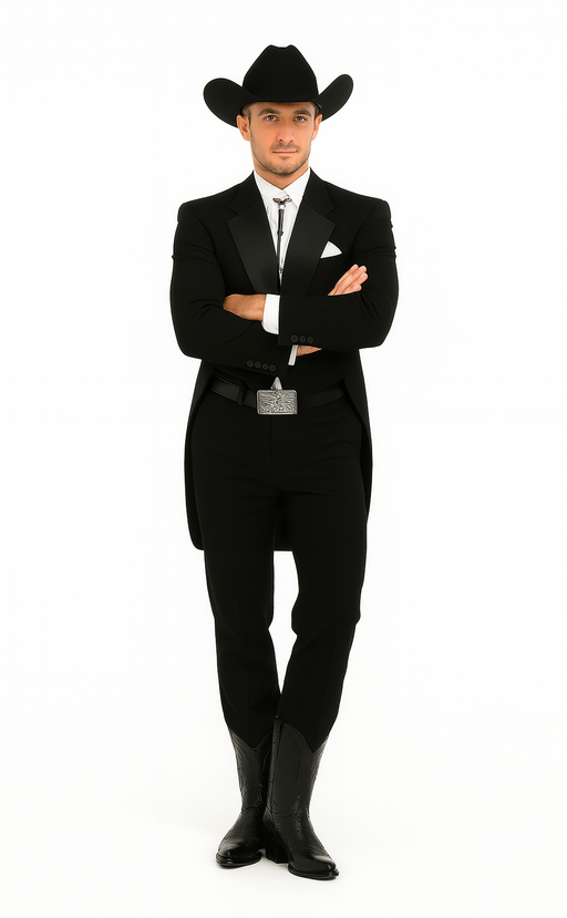 Mens Classic Western Cowboy Tail Tuxedo in Black