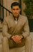 Mens Classic Wool Feel Double Breasted Glen Plaid Suit in Tan