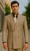 Mens Classic Wool Feel Double Breasted Glen Plaid Suit in Tan