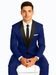 Men's Cobalt Blue ~ Indigo ~ Bright Blue ~ Teal  ( Light Dark Navy ) With Black Lapel Shawl lapel 1 Single Button Tuxedo Suit