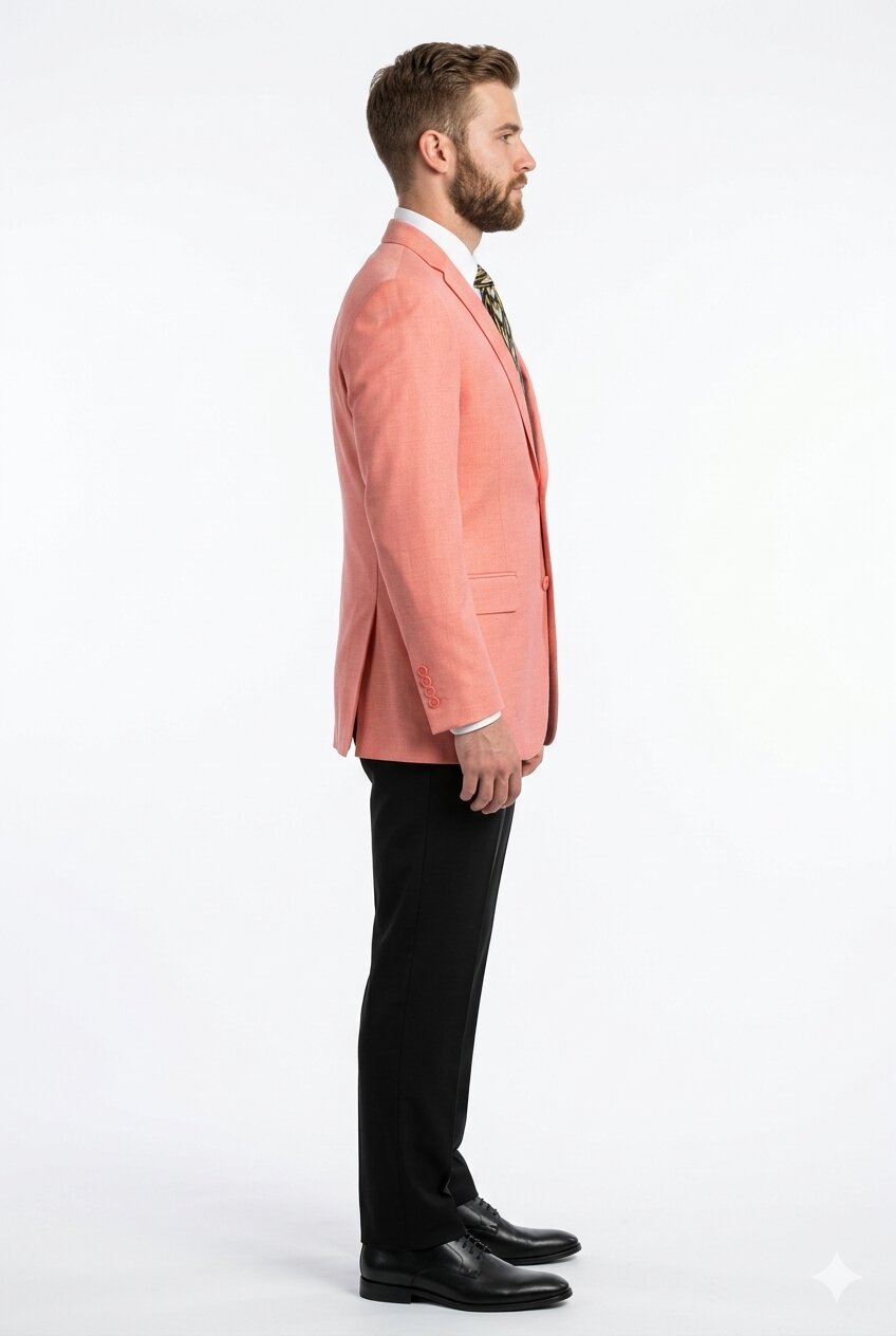 Mens Suit Blazer Jacket Two Button Stretch Sports Coats Classic Fit Living Coral