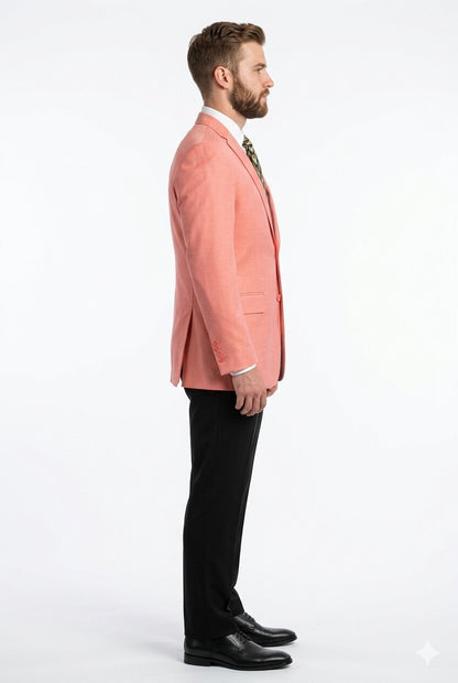 Mens Suit Blazer Jacket Two Button Stretch Sports Coats Classic Fit Living Coral