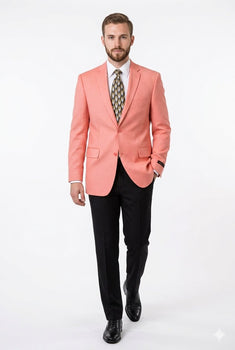 Mens Suit Blazer Jacket Two Button Stretch Sports Coats Classic Fit Living Coral