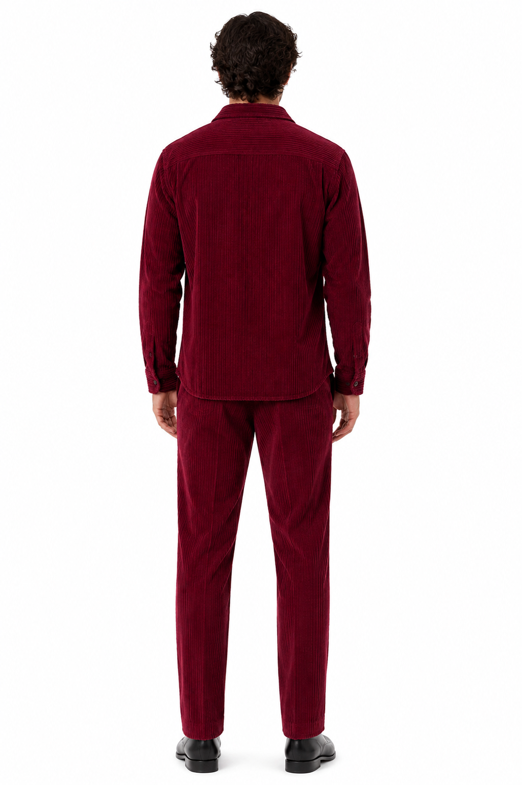 Mens Corduroy Shirt and Pants Walking Suit in Winter Cotton Fabric Casual in Color Burgundy leisure Style