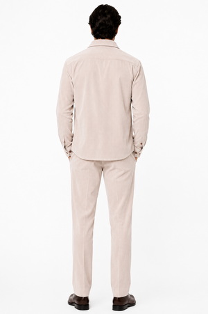 Men's Corduroy Shirt and Pants Walking Suit in Winter Cotton Fabric Casual in Color Shell Tan Sand Natural leisure Style