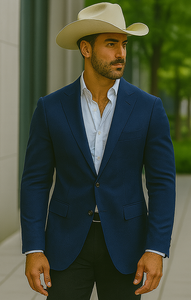Mens Cowboy Blazer - Western Sport Coat in Color Navy Blue