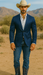 Mens Cowboy Blazer - Western Sport Coat in Color Navy Blue