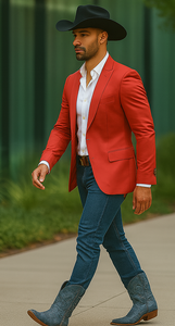 Mens Cowboy Blazer - Western Sport Coat in Color Red