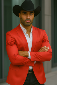 Mens Cowboy Blazer - Western Sport Coat in Color Red