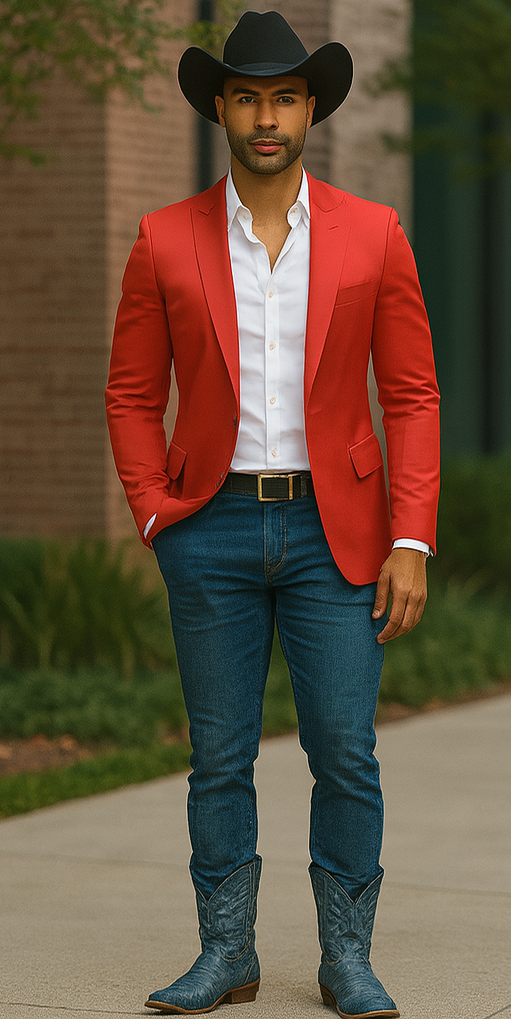 Mens Cowboy Blazer - Western Sport Coat in Color Red