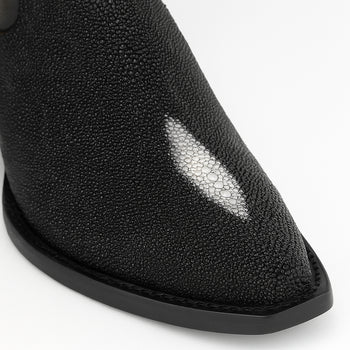 Men's King Exotic Snip Toe Stingray Boots Single Stone Handmade Black (494R1205) - Image 8