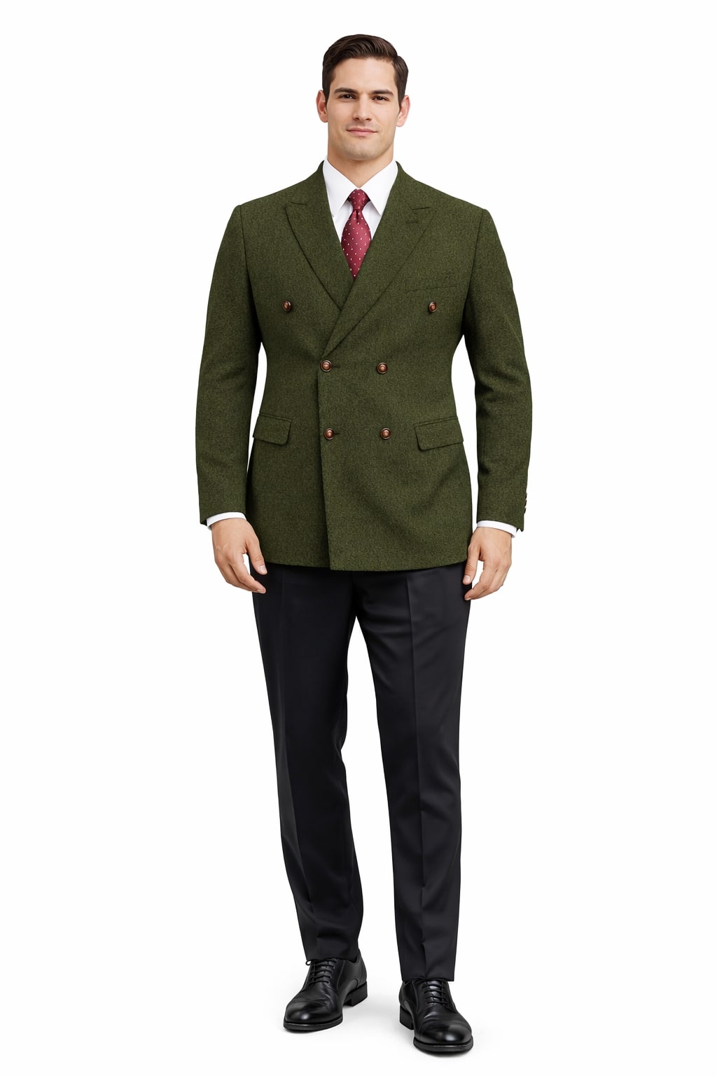 Mens Dark Green Winter Blazer - Hunter Sport Coat jacket Modern Fit 2 Buttons Style Notch - Image 4