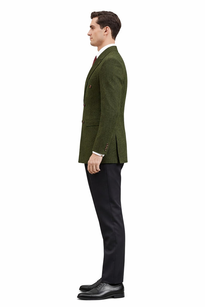 Mens Dark Green Winter Blazer - Hunter Sport Coat jacket Modern Fit 2 Buttons Style Notch - Image 5