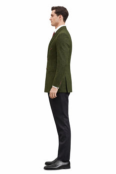 Mens Dark Green Winter Blazer - Hunter Sport Coat jacket Modern Fit 2 Buttons Style Notch - Image 5