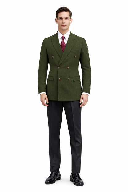 Mens Dark Green Winter Blazer - Hunter Sport Coat jacket Modern Fit 2 Buttons Style Notch - Image 6
