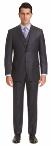 Vitali Brand Suits - Men's Dark Navy 3 Pieces Modern Sheen Sharkskin Design Suit