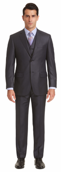 Vitali Brand Suits - Men's Dark Navy 3 Pieces Modern Sheen Sharkskin Design Suit