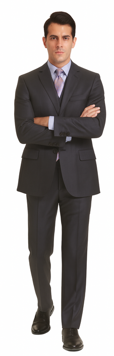 Men's Dark Navy 3 Pieces Modern Sheen Sharkskin Design Suit