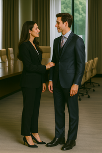 Vitali Brand Suits - Men's Dark Navy 3 Pieces Modern Sheen Sharkskin Design Suit