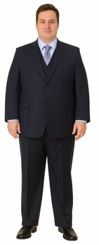 Vitali Brand Suits - Men's Dark Navy 3 Pieces Modern Sheen Sharkskin Design Suit