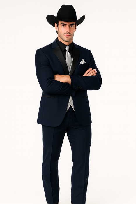 Men's Dark Navy Blue  One Button Suit
