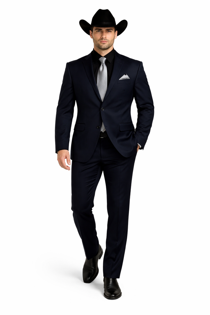 Men's Dark Navy Blue  One Button Suit