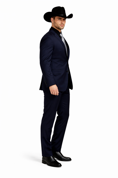 Men's Dark Navy Blue  One Button Suit