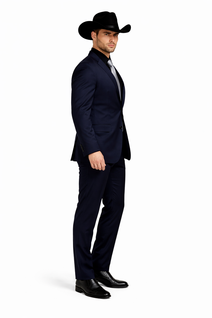 Men's Dark Navy Blue  One Button Suit