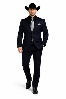 Men's Dark Navy Blue  One Button Suit
