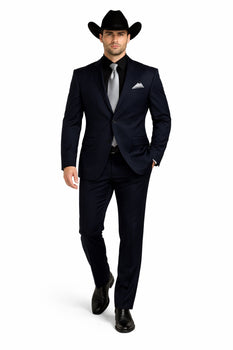 Men's Dark Navy Blue  One Button Suit