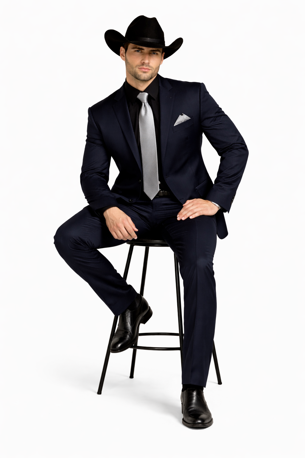 Men's Dark Navy Blue  One Button Suit