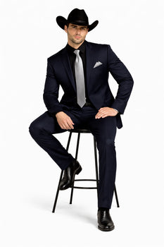 Men's Dark Navy Blue  One Button Suit
