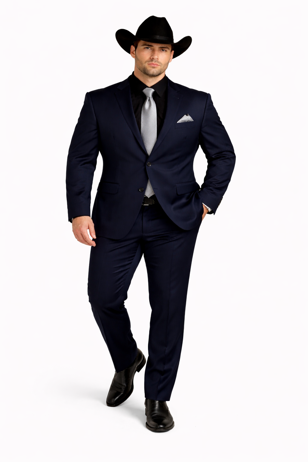 Men's Dark Navy Blue  One Button Suit