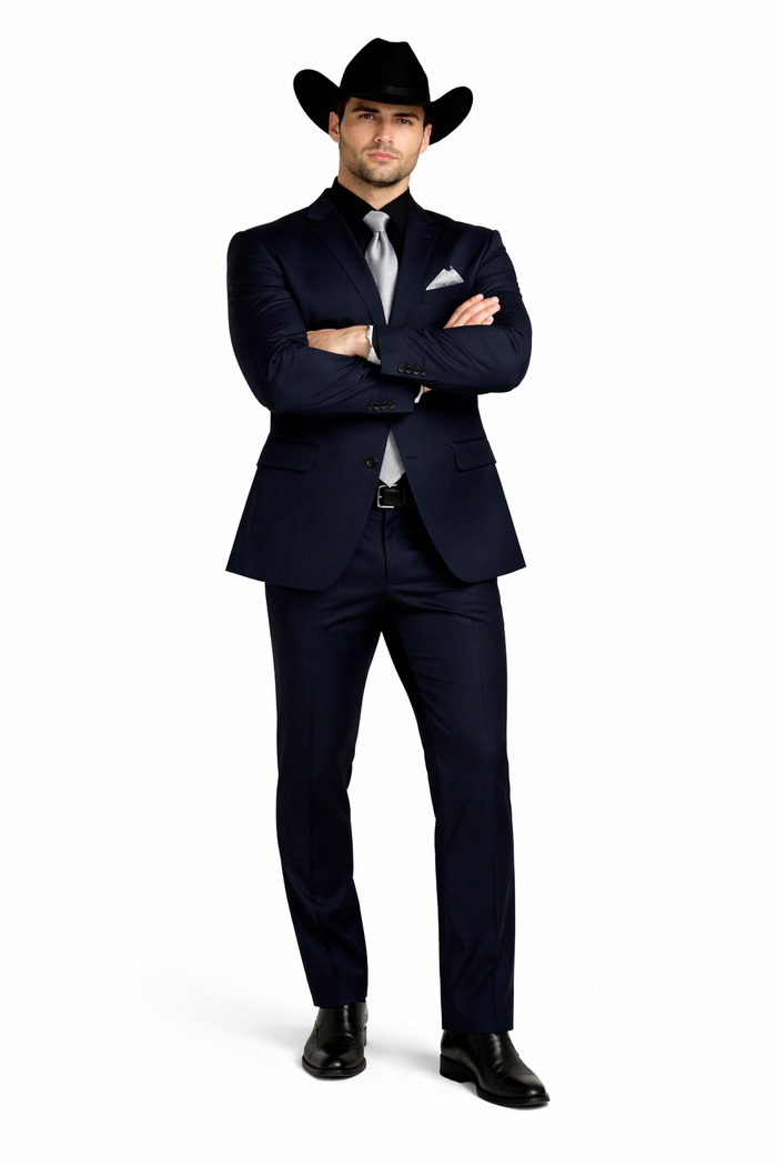 Men's Dark Navy Blue  One Button Suit