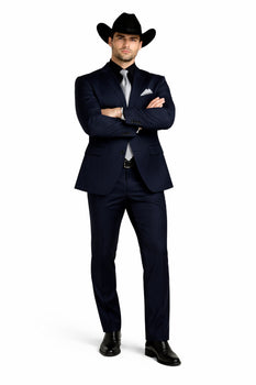 Men's Dark Navy Blue  One Button Suit