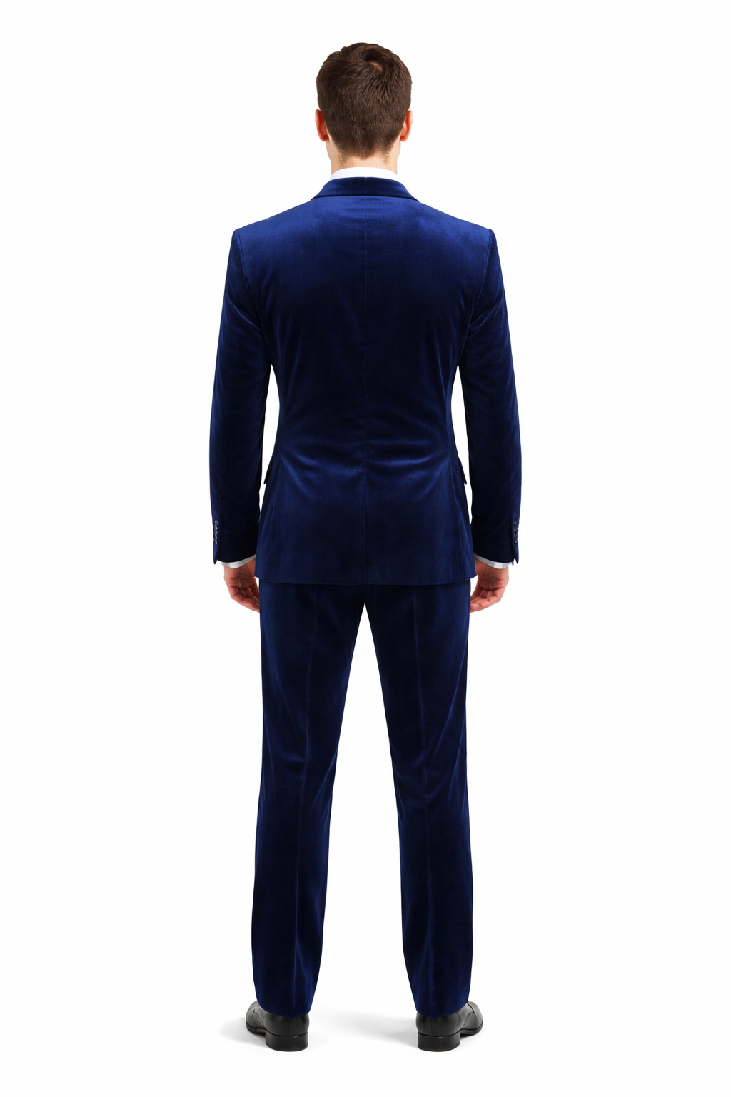 Men's Dark Navy velour Men's blazer Jacket 2 Button Velvet Fabric 3 Piece Vested  Side Vent Suit - Image 2