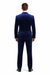 Men's Dark Navy velour Men's blazer Jacket 2 Button Velvet Fabric 3 Piece Vested  Side Vent Suit