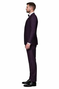 Men'S Plum ~ Eggplant ~ Very Dark Purple No Vest Suit - Image 3