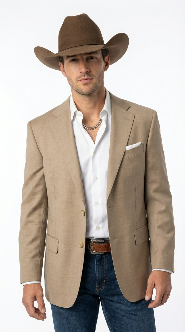 Mens Dark Tan Cowboy Western Blazer – Classic Western Style Sport Coat Casual Formal Jacket for Business Wedding Modern Fit Dark Tan / 36 Regular